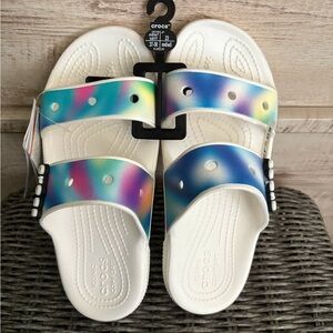CROCS Y2K Classic Rainbow Tie Dye Sandals Slip on Iconic Comfort Sz 7W 5M 37-38